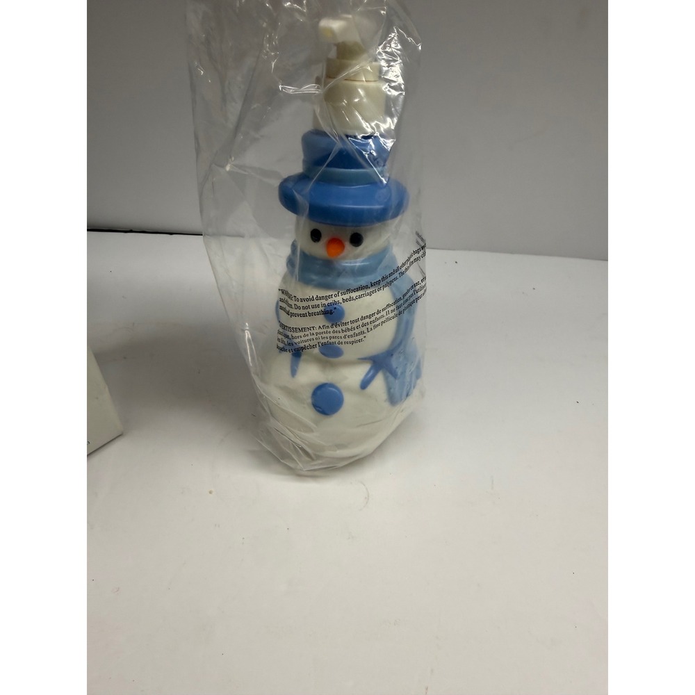 Vintage Avon Jolly Snowman Decanter Collectible Soap Lotion Pump Blue White